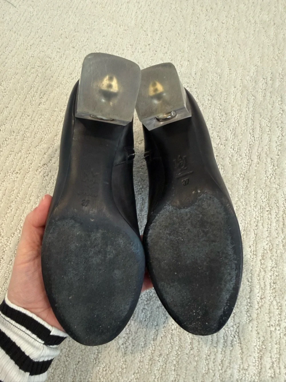 Alexander McQueen leather ankle boot with clear heel skull detail 37